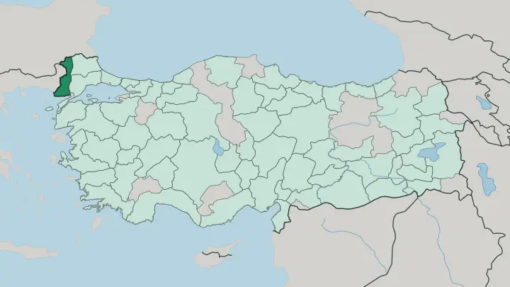 Map of Edirne in Turkey
