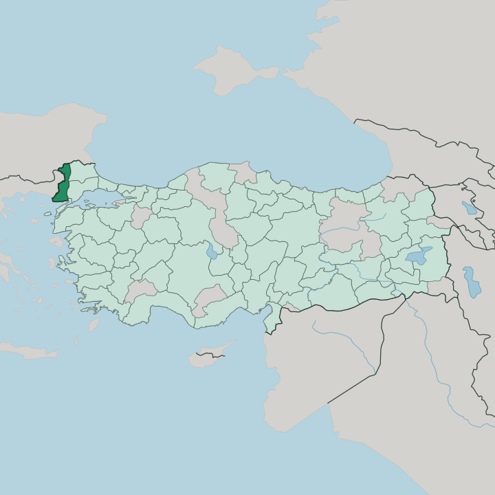 Map showing Edirne — In Turkey
