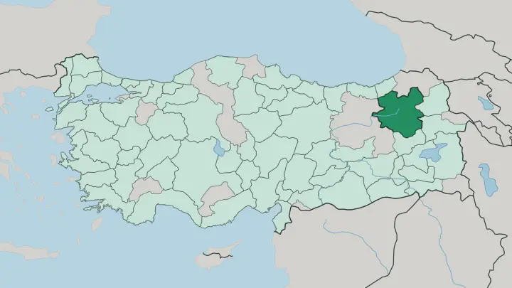 Map of Erzurum in Turkey