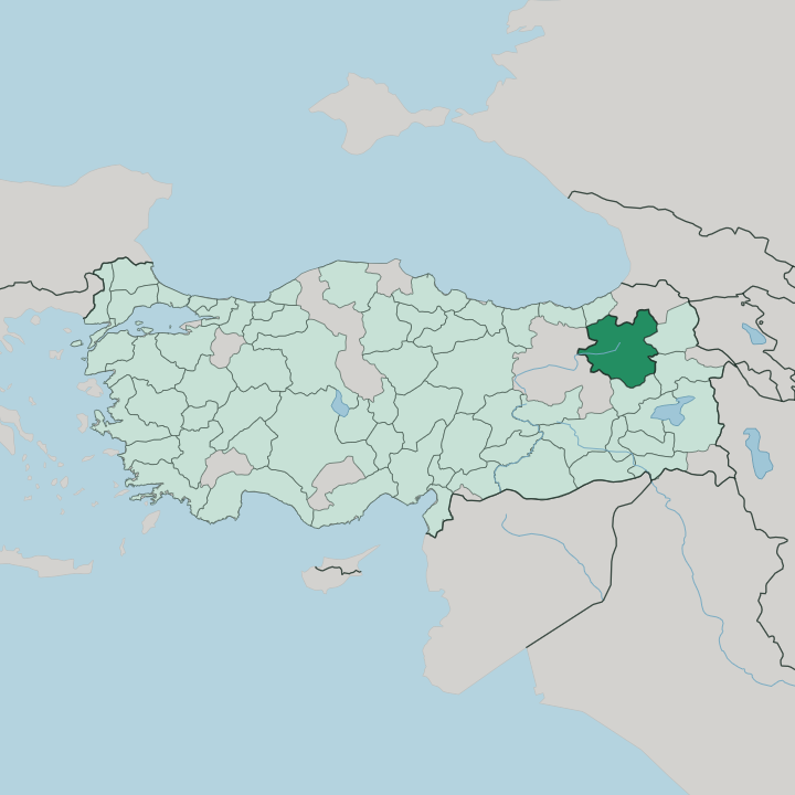 Map showing Erzurum — In Turkey
