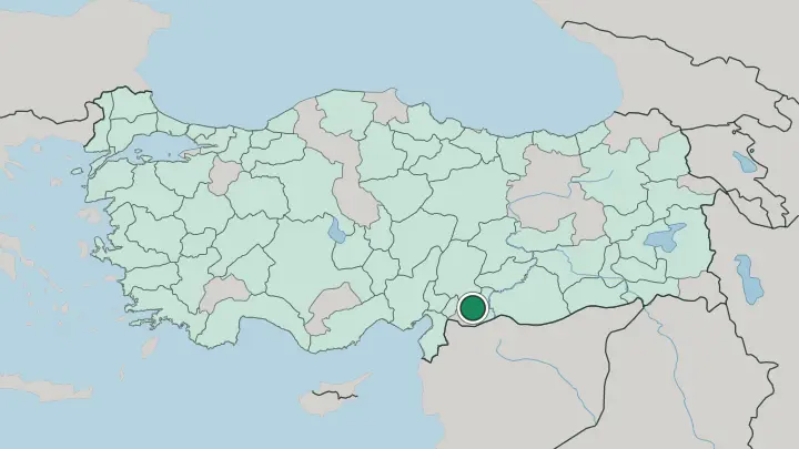 Map of Gaziantep in Turkey