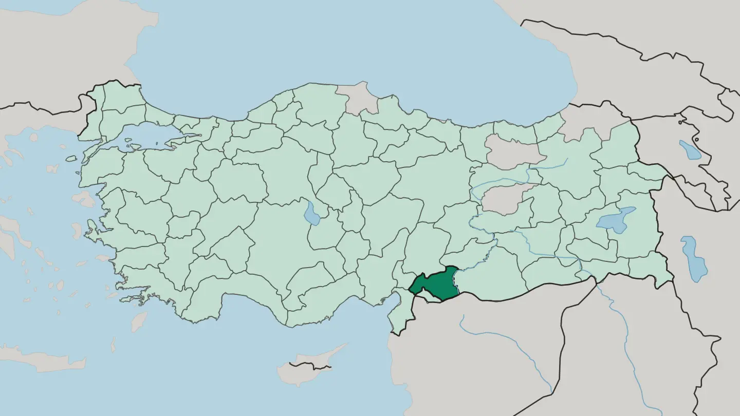 Map of Gaziantep in Turkey