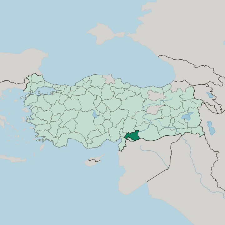 Map showing Gaziantep — In Turkey