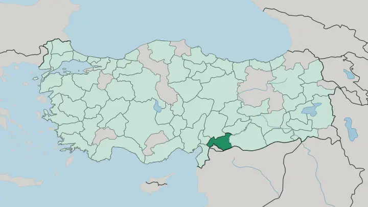 Map of Gaziantep in Turkey