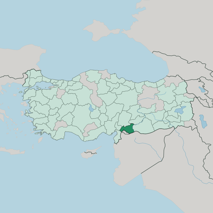 Map showing Gaziantep — In Turkey