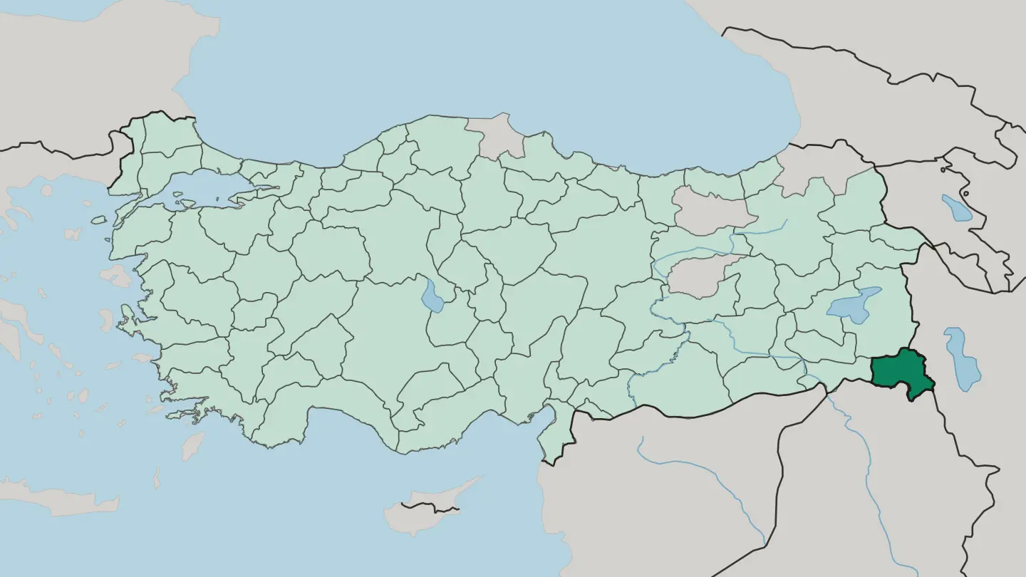 Map of Hakkari in Turkey