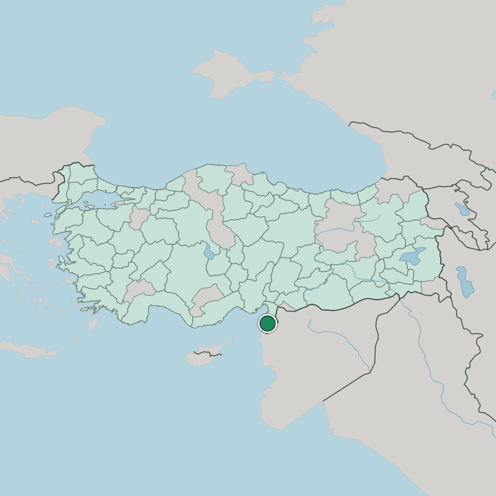 Map showing Antakya — In Turkey