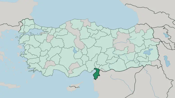Map of Hatay in Turkey