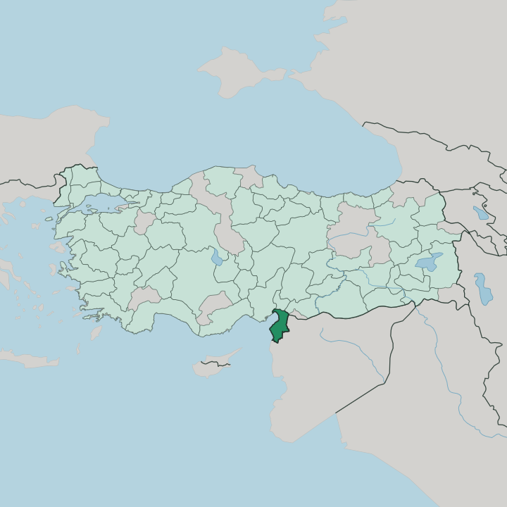 Map showing Hatay — In Turkey
