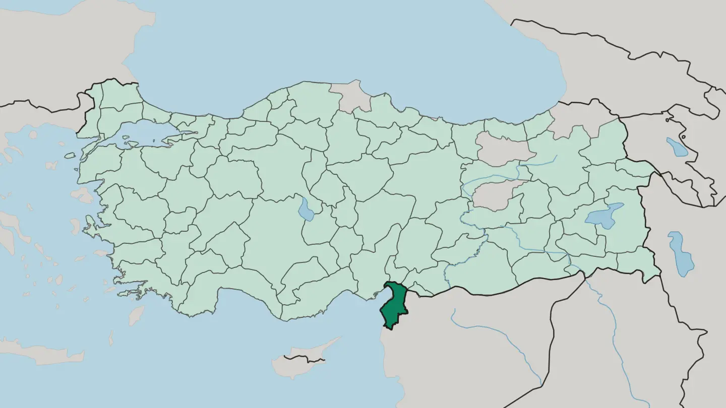 Map of Hatay in Turkey