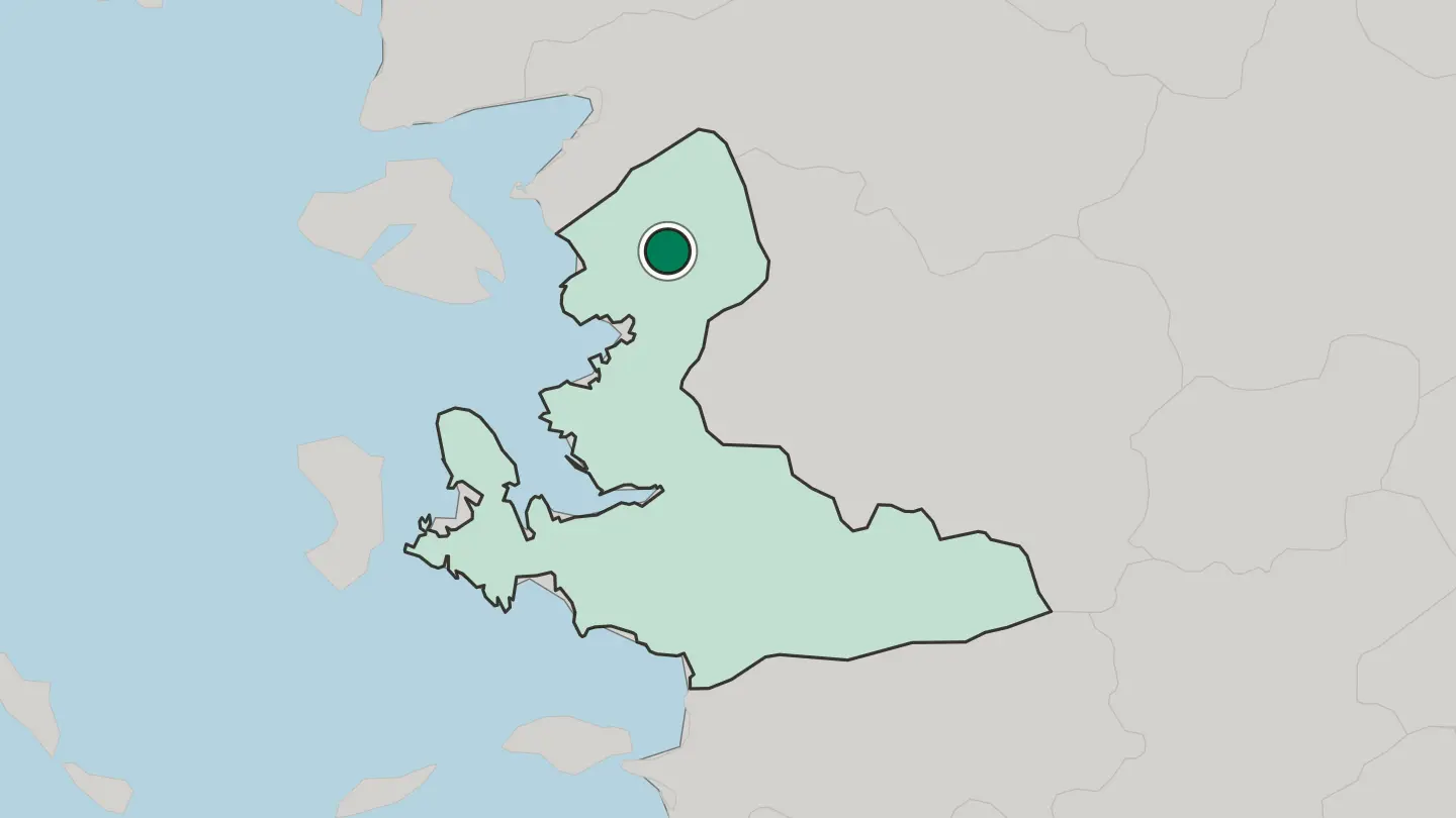 Map of Bergama in Turkey