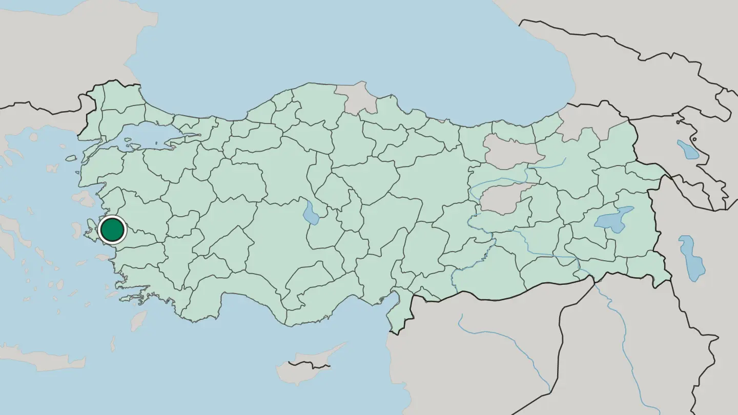Map of İzmir in Turkey