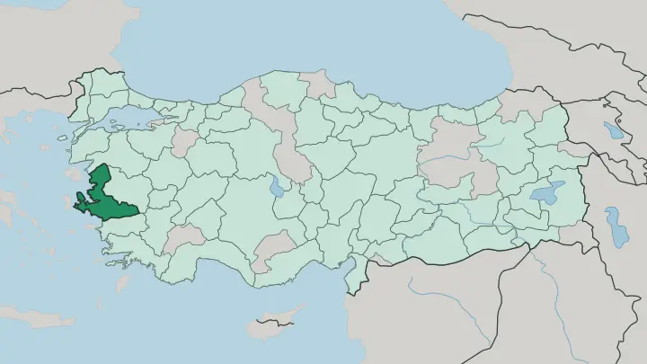 Map of İzmir in Turkey