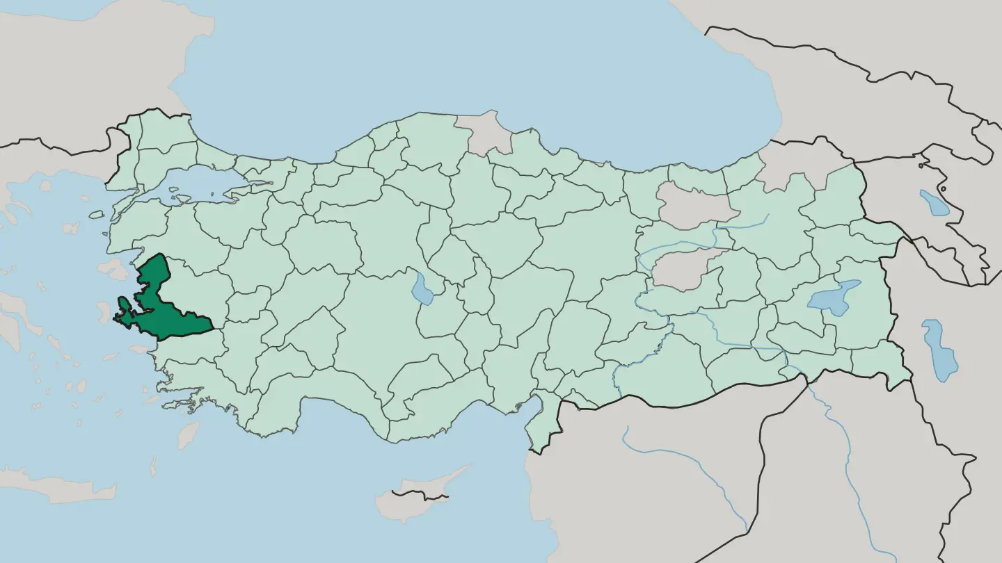 Map of İzmir in Turkey