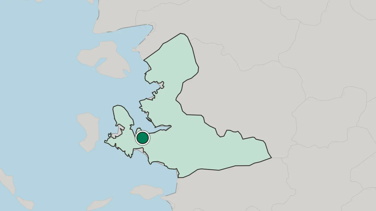 Map of Urla in Turkey
