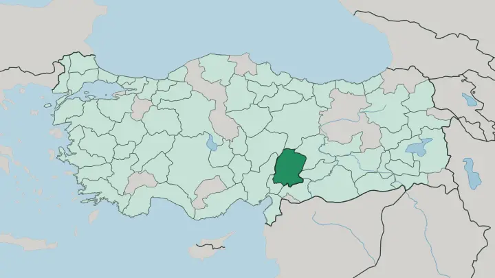 Map of Kahramanmaraş in Turkey