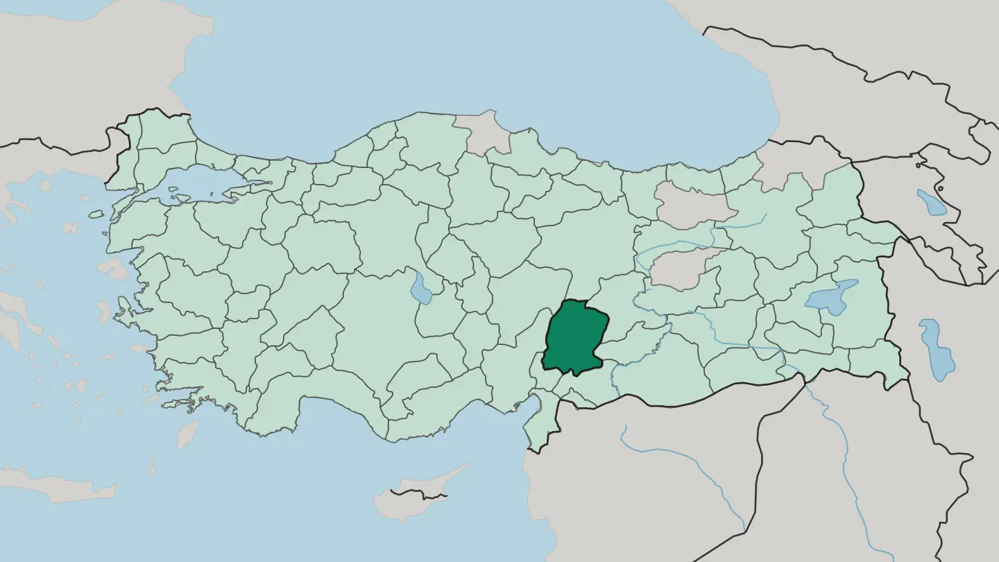 Map of Kahramanmaraş in Turkey