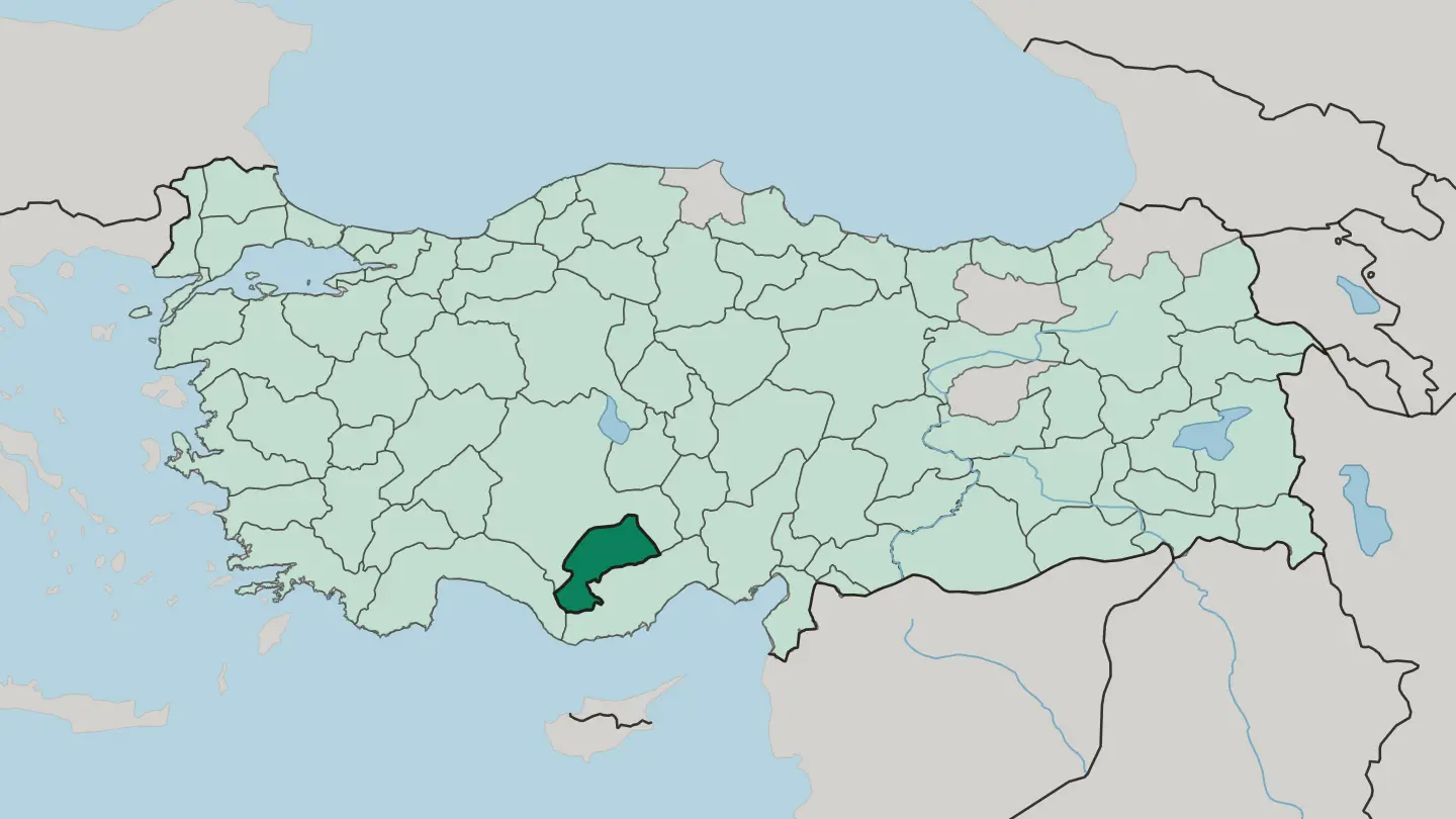 Map of Karaman in Turkey