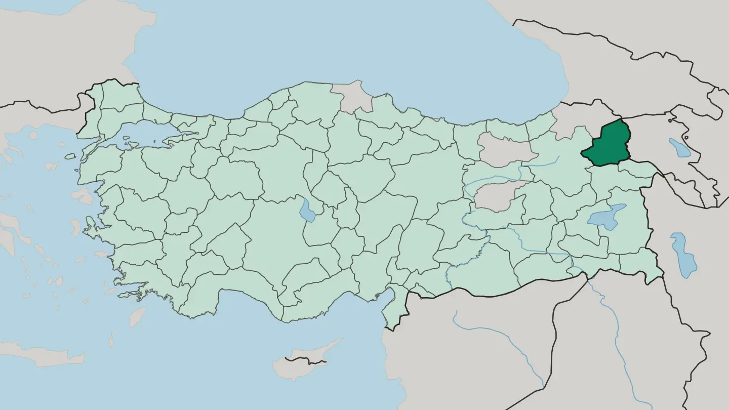 Map of Kars in Turkey