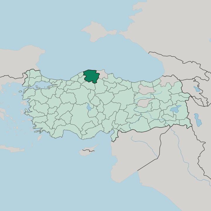 Map showing Kastamonu — In Turkey