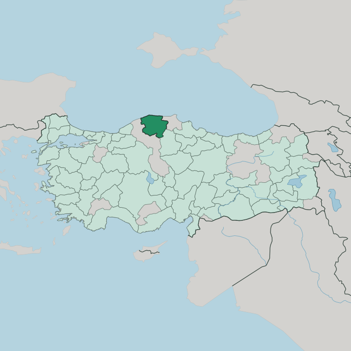 Map showing Kastamonu — In Turkey