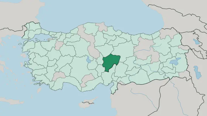 Map of Kayseri in Turkey
