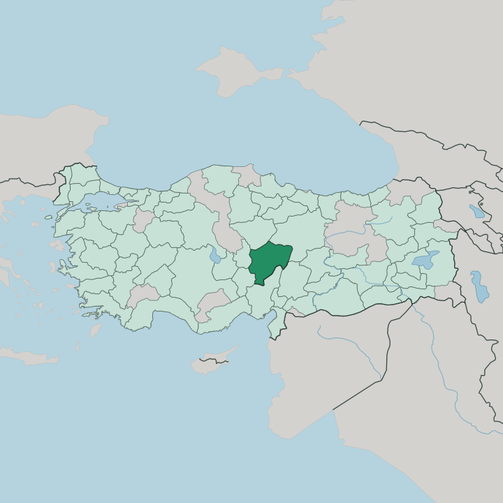 Map showing Kayseri — In Turkey