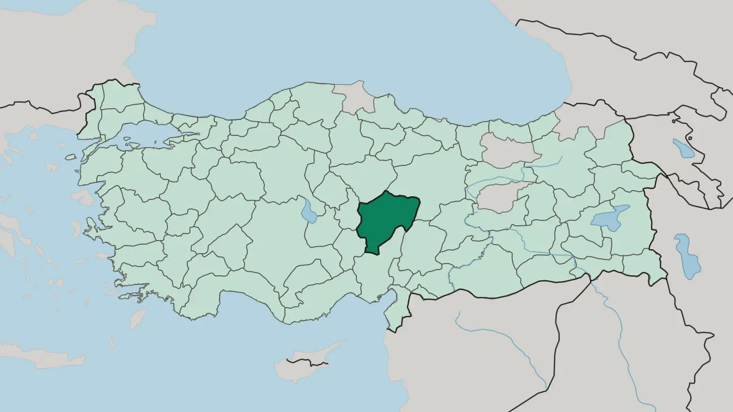 Map of Kayseri in Turkey