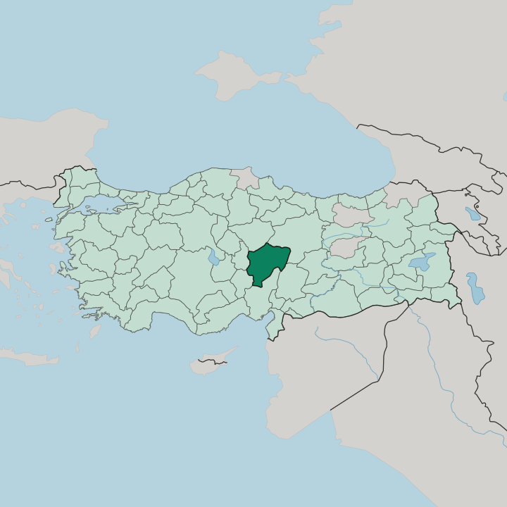 Map showing Kayseri — In Turkey