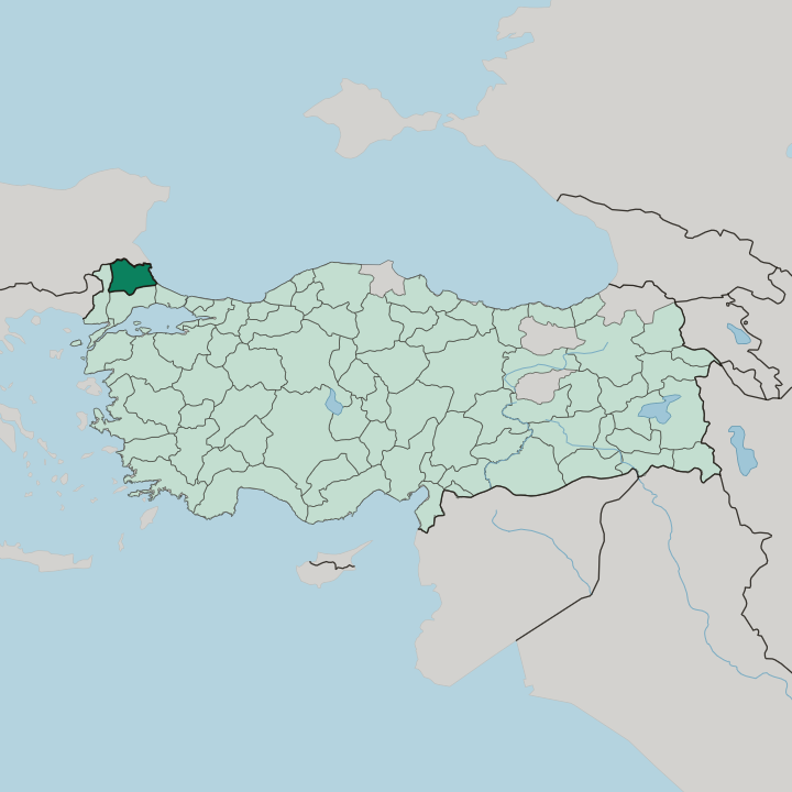 Map showing Kırklareli — In Turkey