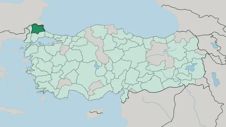 Map of Kırklareli in Turkey