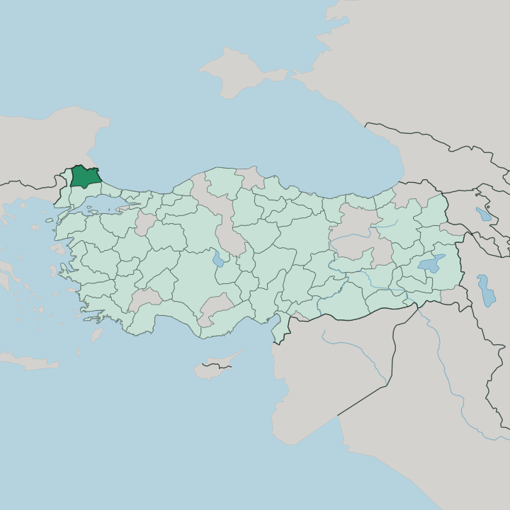 Map showing Kırklareli — In Turkey