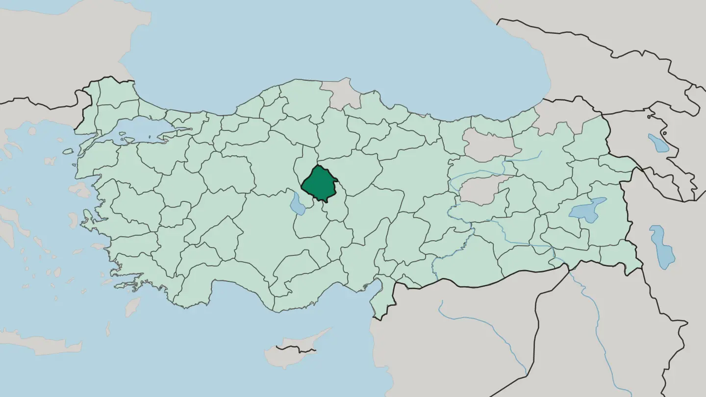 Map of Kırşehir in Turkey