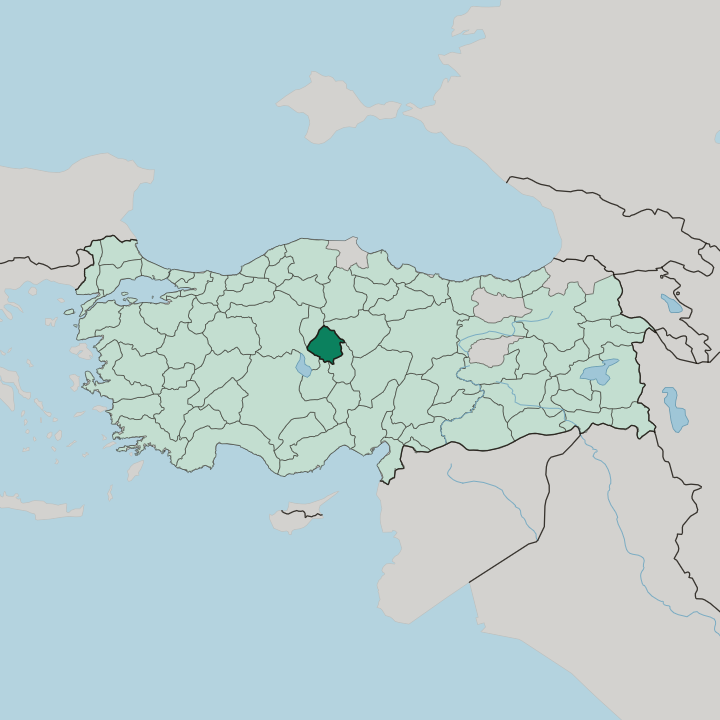 Map showing Kırşehir — In Turkey