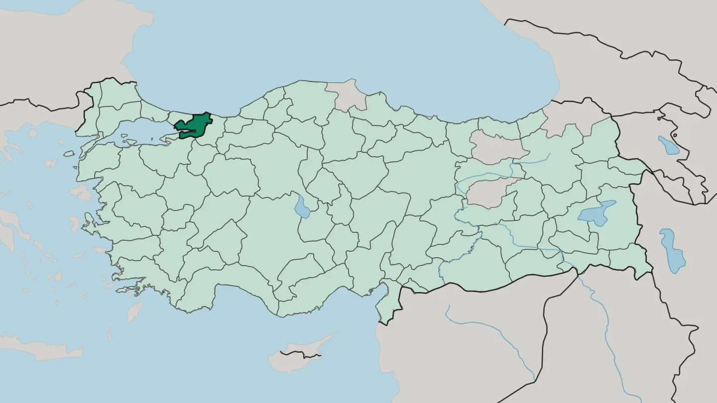 Map of Kocaeli in Turkey
