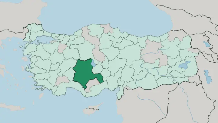 Map of Konya in Turkey