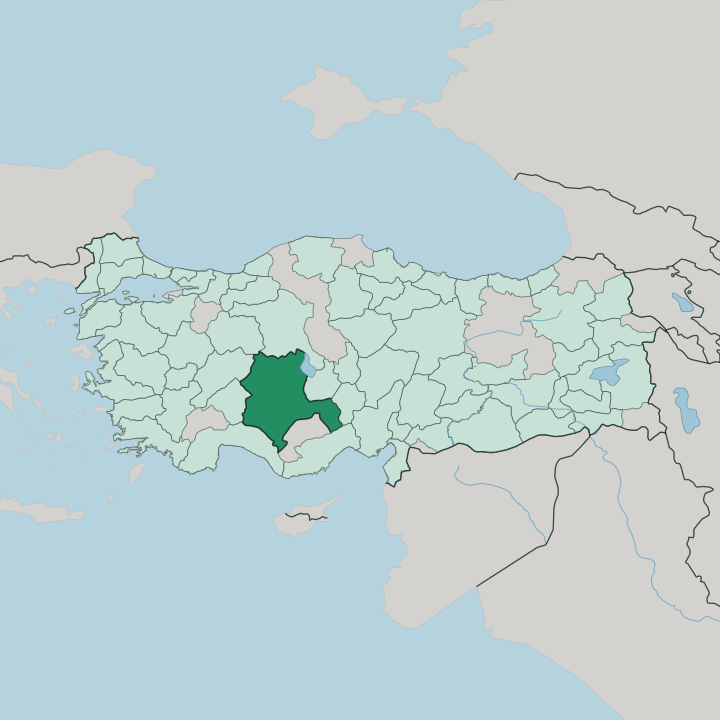 Map showing Konya — In Turkey
