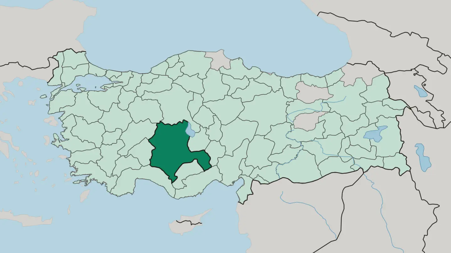 Map of Konya in Turkey