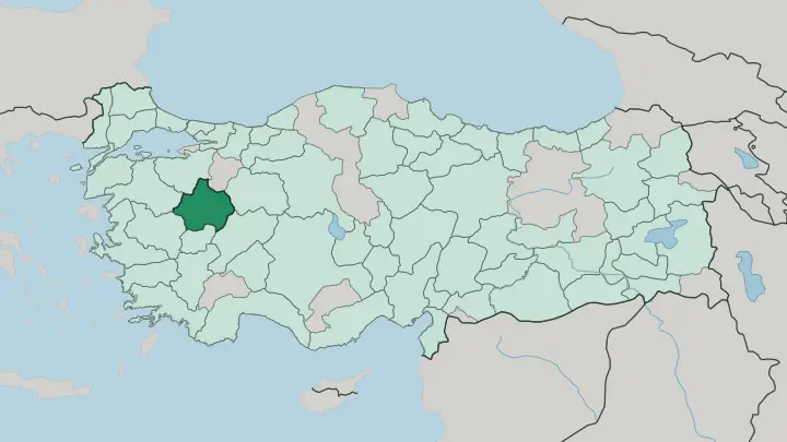 Map of Kütahya in Turkey