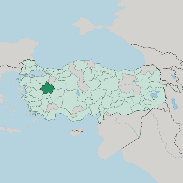 Map showing Kütahya — In Turkey