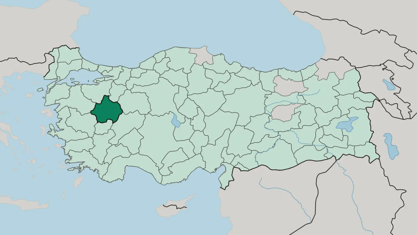 Map of Kütahya in Turkey
