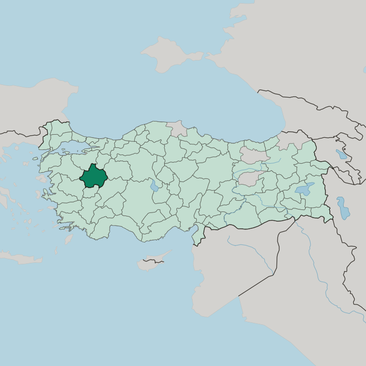 Map showing Kütahya — In Turkey