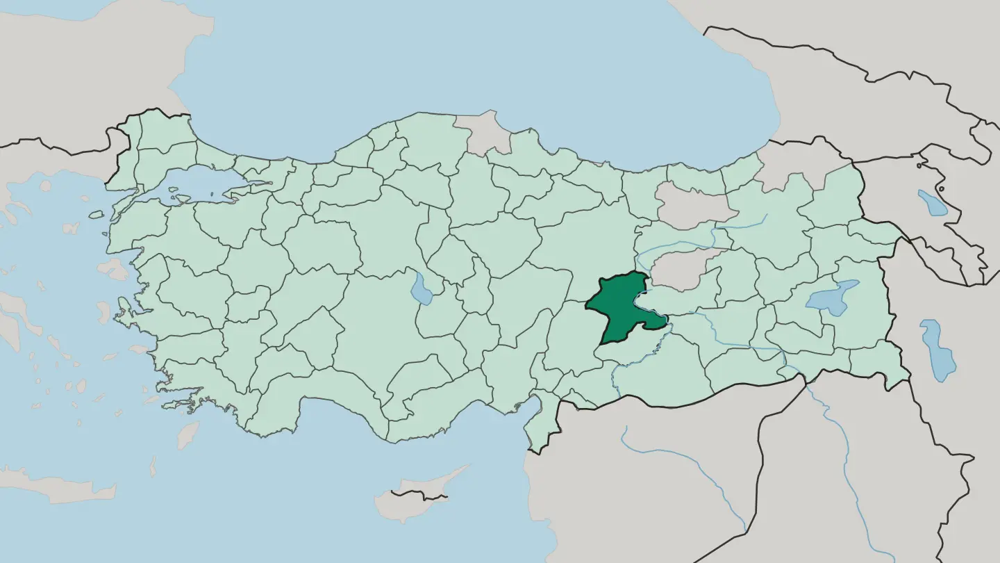 Map of Malatya in Turkey