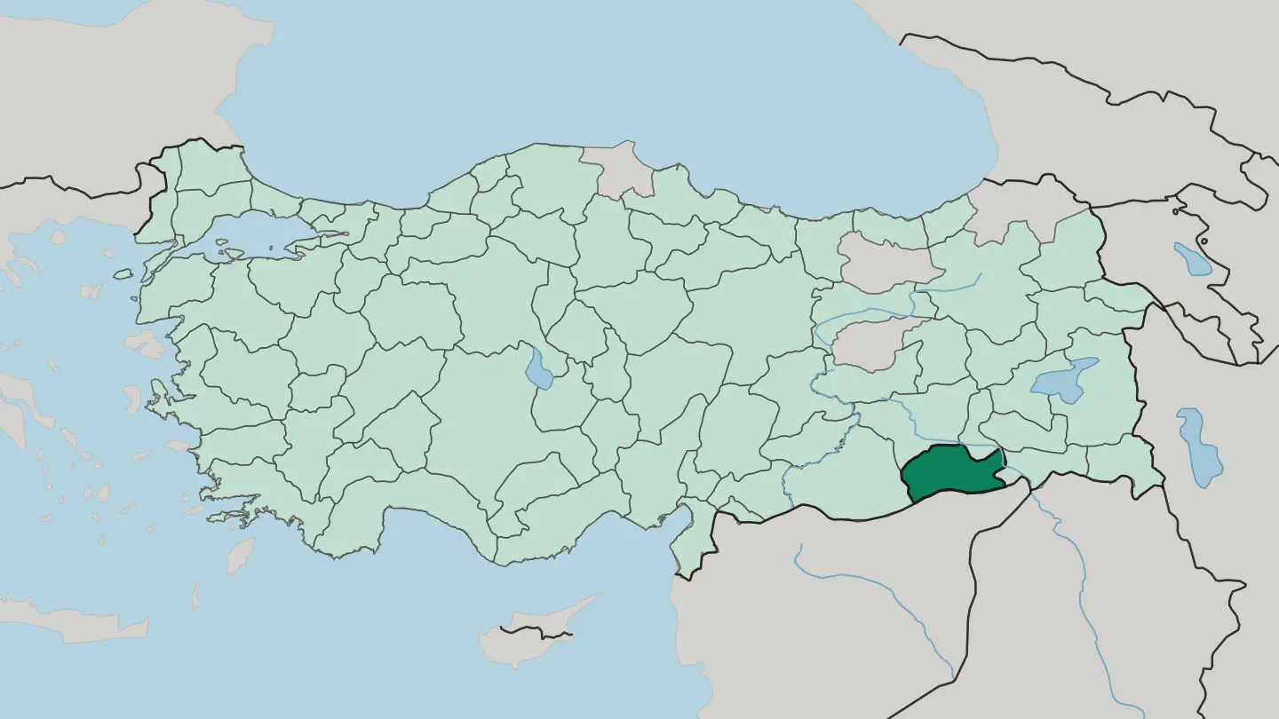 Map of Mardin in Turkey