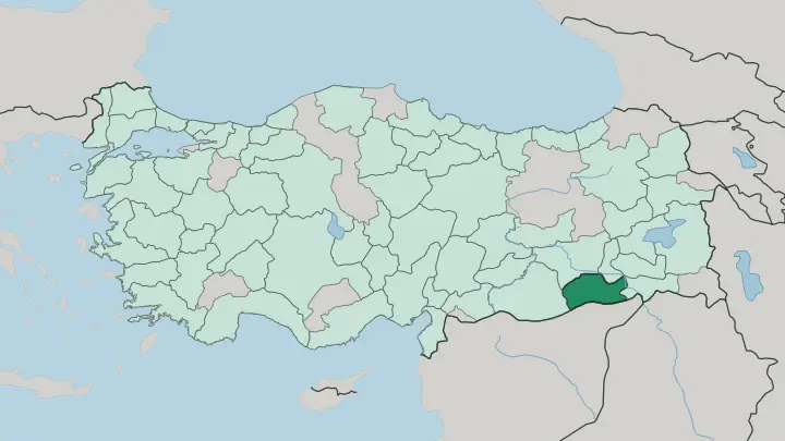 Map of Mardin in Turkey
