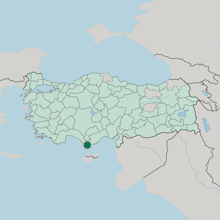 Map showing Anamur — In Turkey