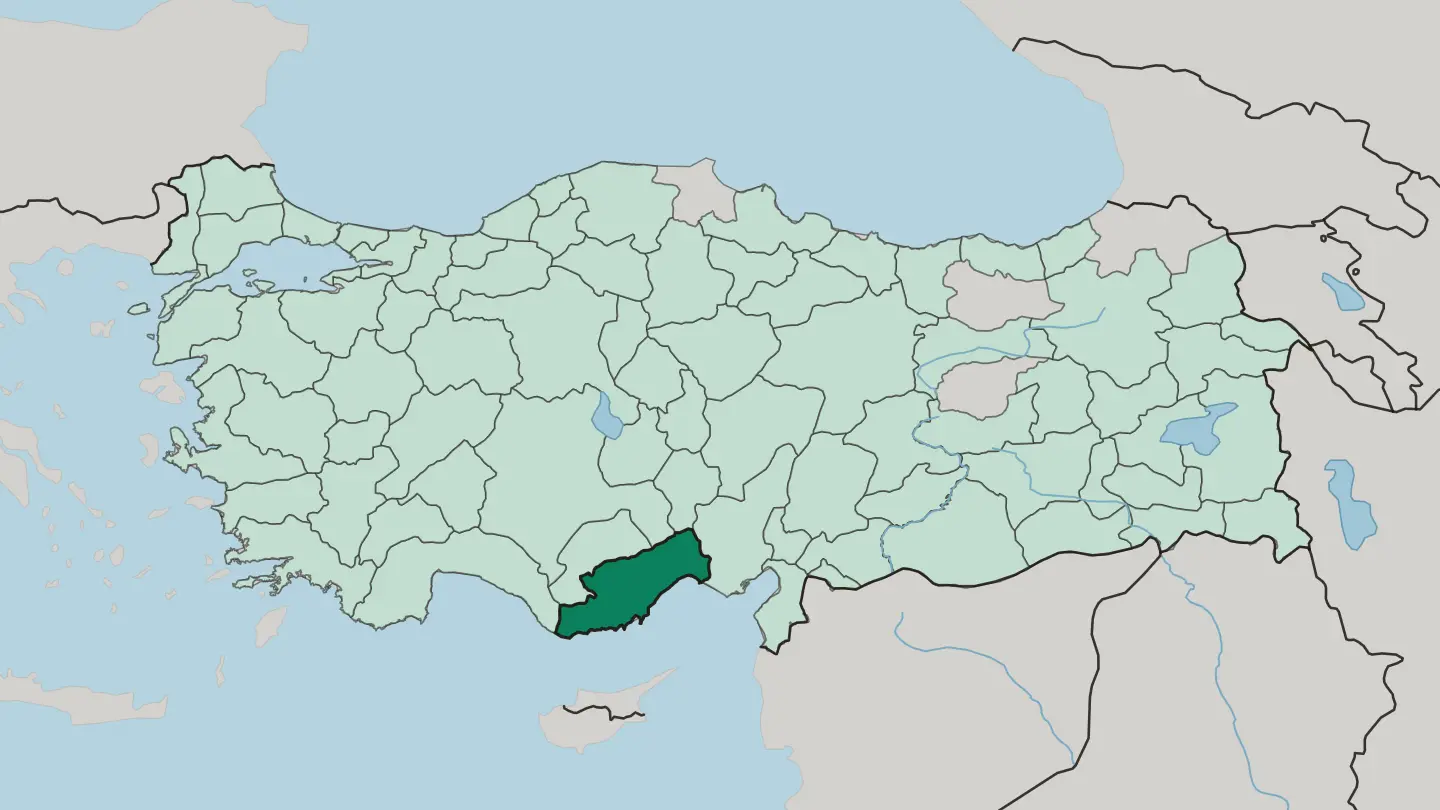 Map of Mersin in Turkey