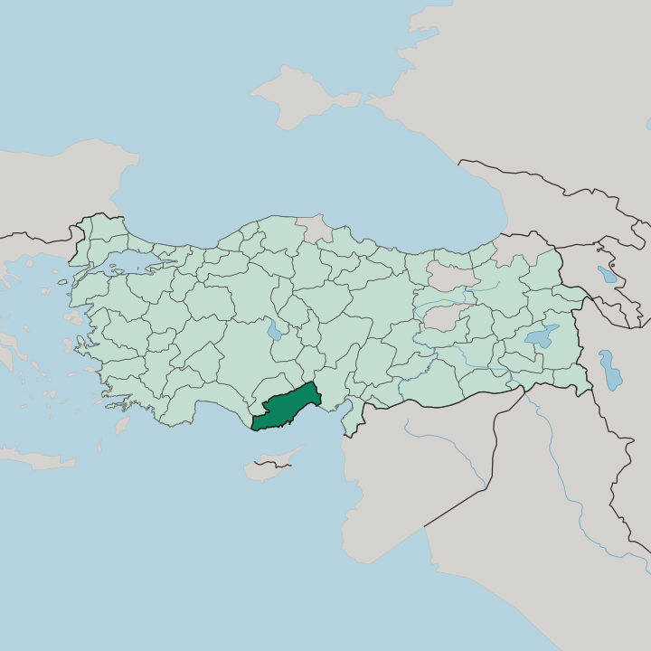 Map showing Mersin — In Turkey
