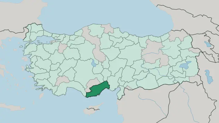 Map of Mersin in Turkey