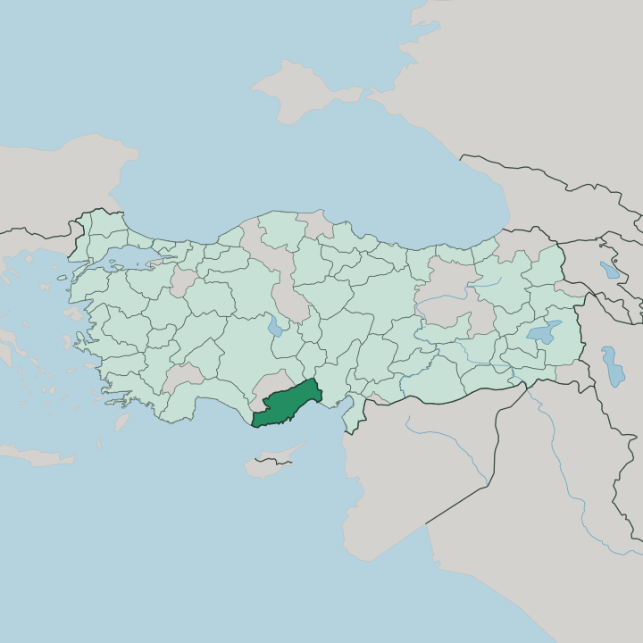 Map showing Mersin — In Turkey